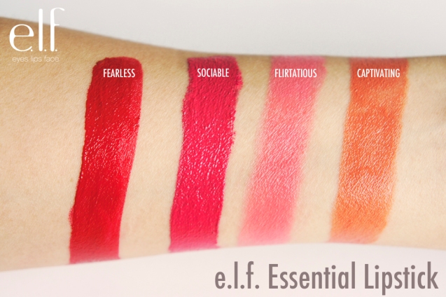 elf Essential Lipstick swatches